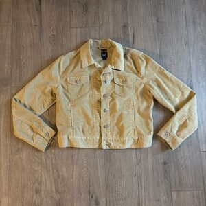 Vintage Gap Jacket Womens Large Beige Corduroy Snap Up Stretch Trucker Y2K 2000s